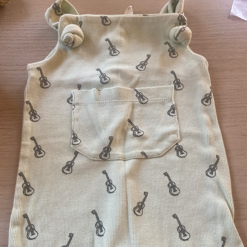 Kate Quinn sea foam green and guitar ribbed overall one piece 6-12 months